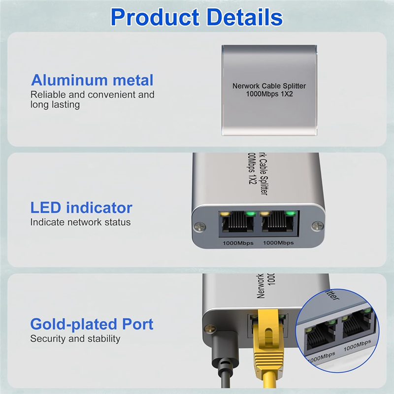 Ethernet Switch 8 Port - A21I-Ethernet Splitter 1 To 2 High