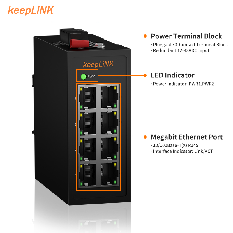 KeepLiNK Industrial 8-Port Meg – Ethernet Switch 8 Port recenzja i cena
