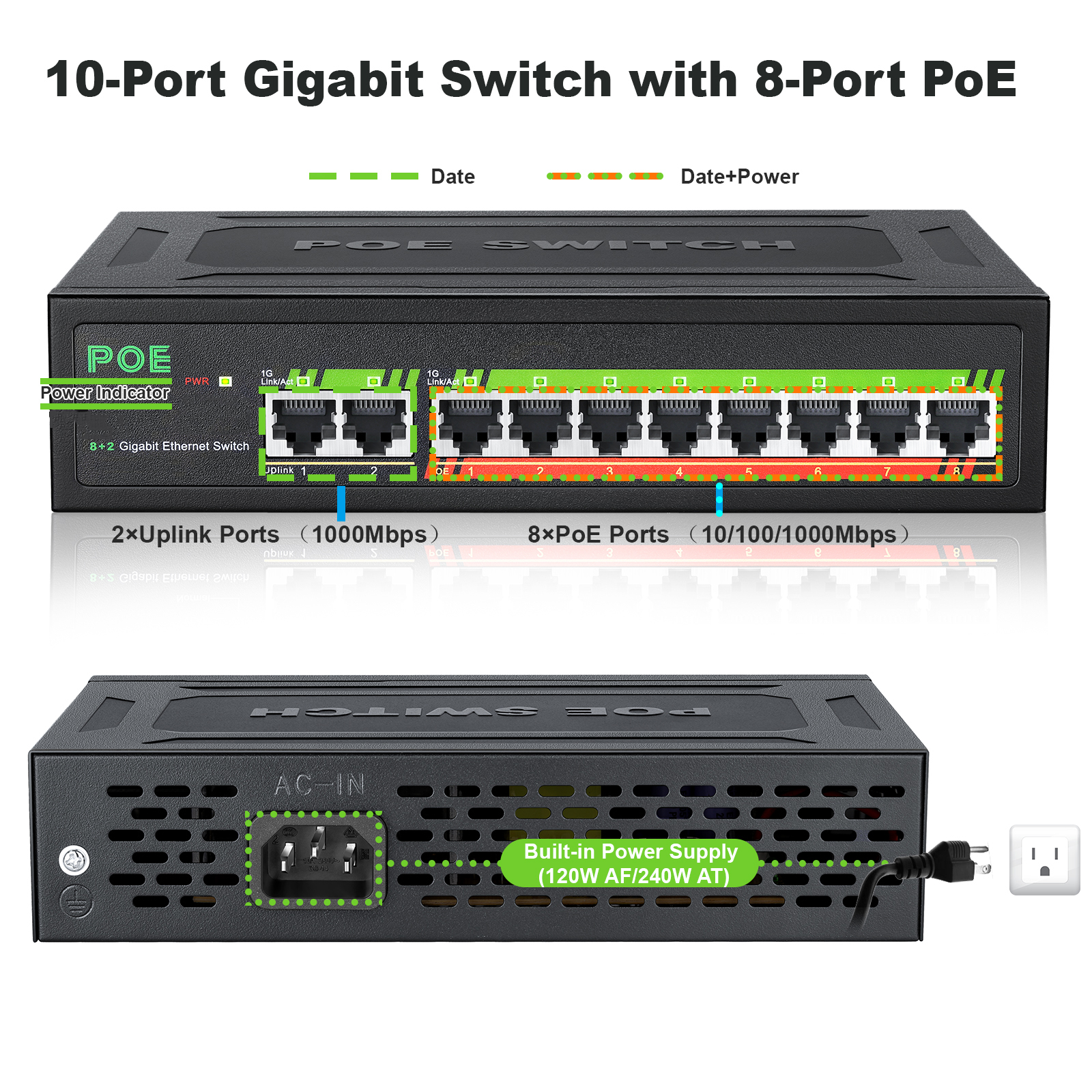10 Ports Gigabit Switch1000Mbp – Ethernet Switch 8 Port recenzja i cena