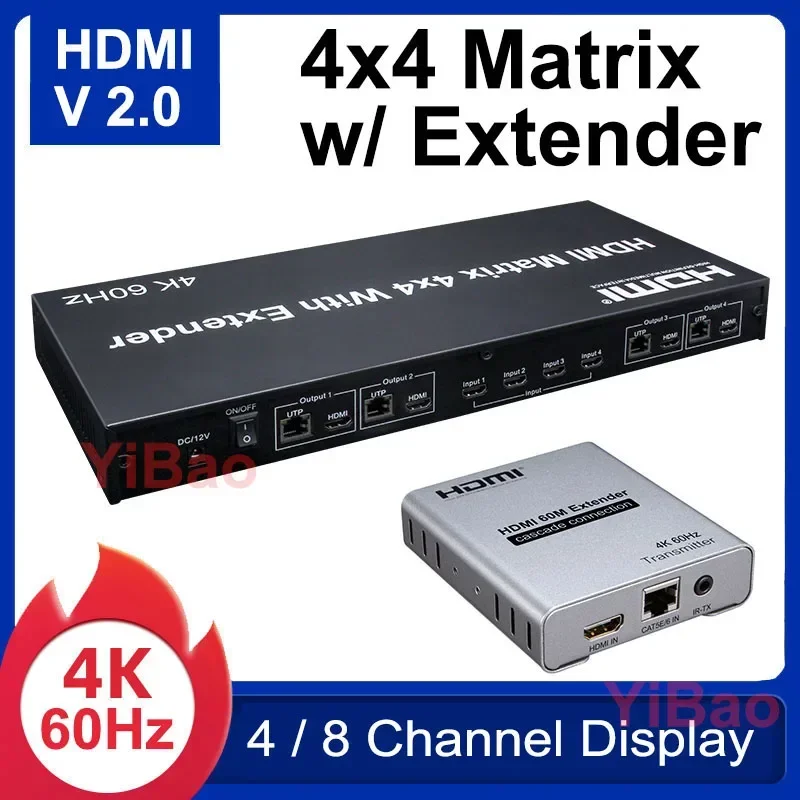 4K 60Hz 4X4 Matrix HDMI2.0 4x4 – Ethernet Switch 8 Port recenzja i cena