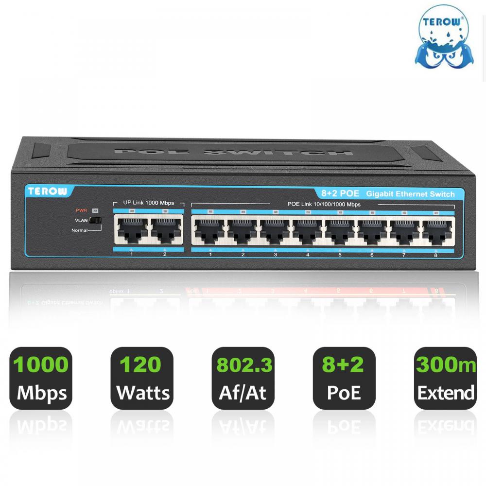 TEROW 10 Port Gigabit POE Swit – Ethernet Switch 8 Port recenzja i cena